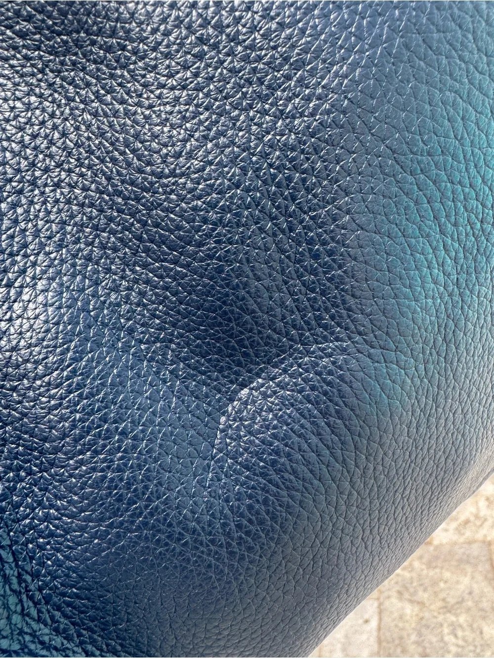 Michael Kors Dark Navy Pebbled Leather Hobo with Gold MK Charm - Picture 10 of 12
